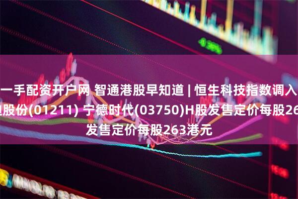 一手配资开户网 智通港股早知道 | 恒生科技指数调入比亚迪股份(01211) 宁德时代(03750)H股发售定价每股263港元